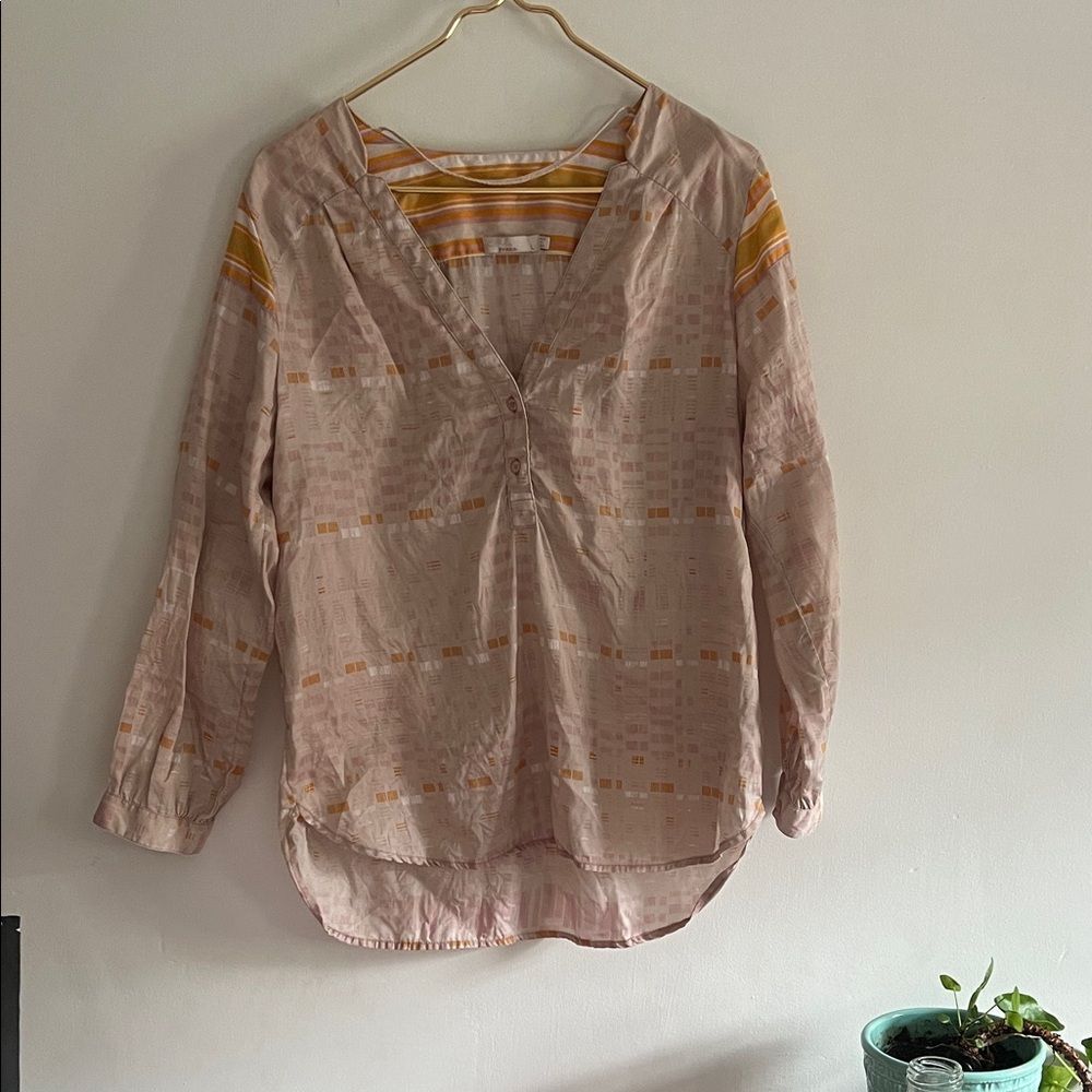 Prana Pink and Yellow Striped Blouse